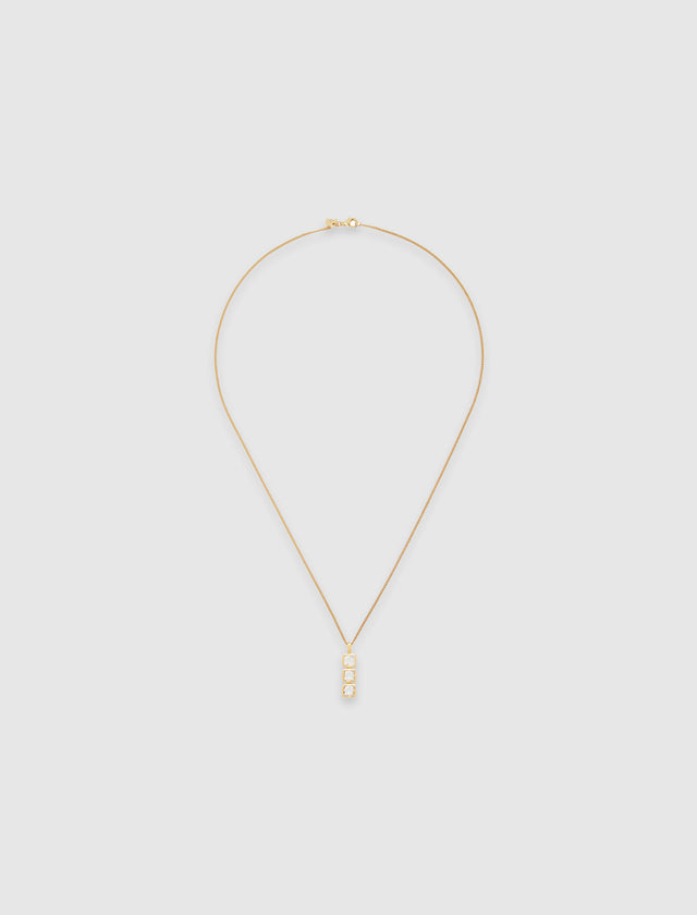 MINI CUSHION PENDANT WHITE CRYSTAL GOLD